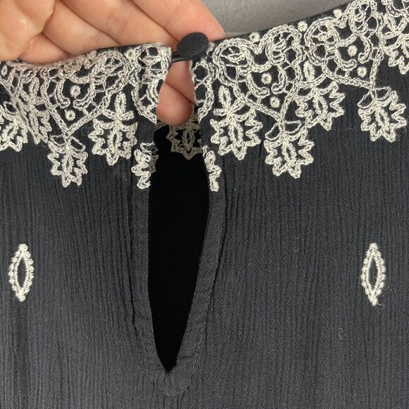 Sundance Embroidered Dress Womens Large Black Palace Bell Sleeve Peasant Boho - Picture 14 of 15